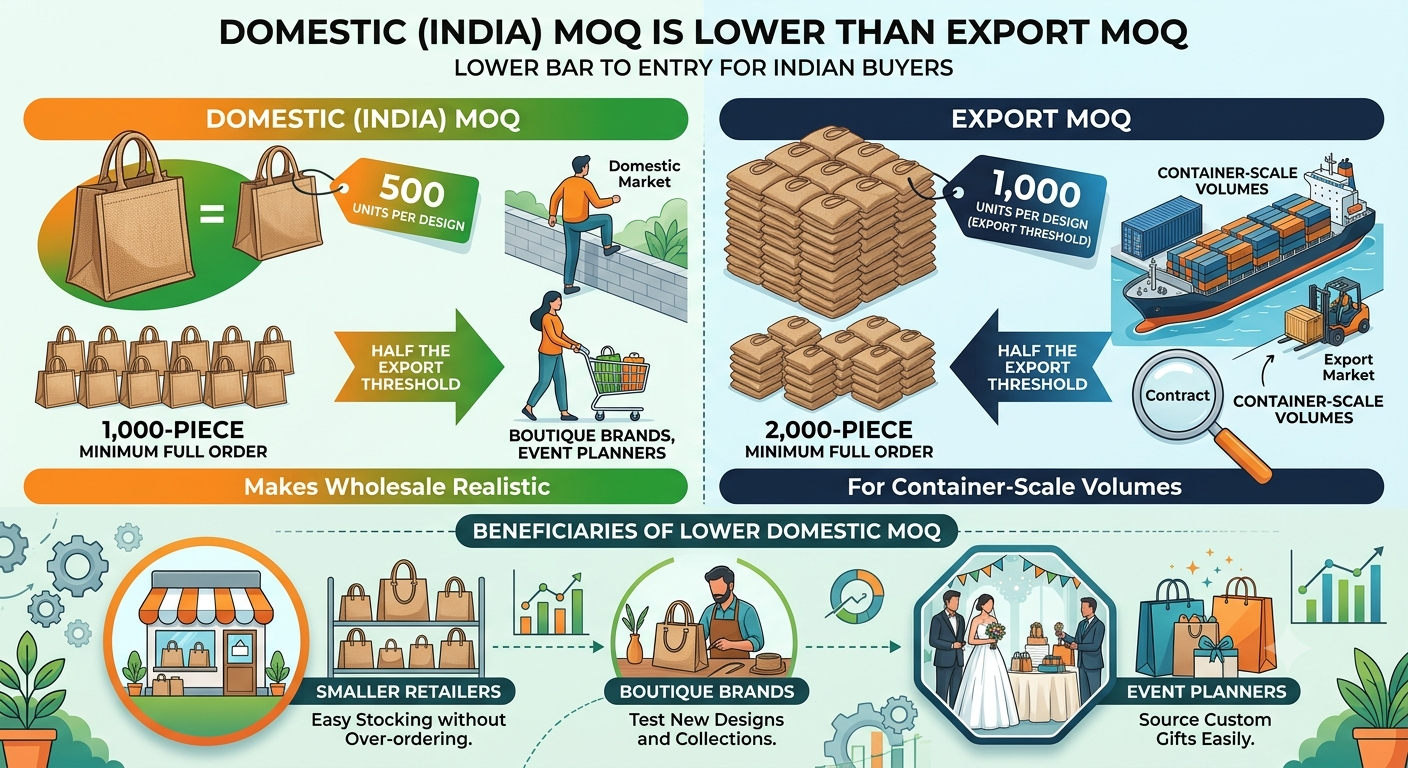 Domestic (India) MOQ Is Lower Than Export MOQ